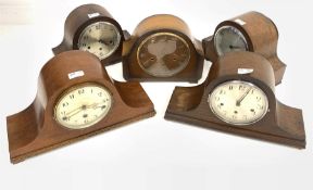 Five early 20th century Westminster chiming mantel clocks,