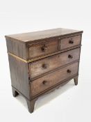 19th century mahogany chest fitted with two short and two long drawers, with reeded moulding, raised