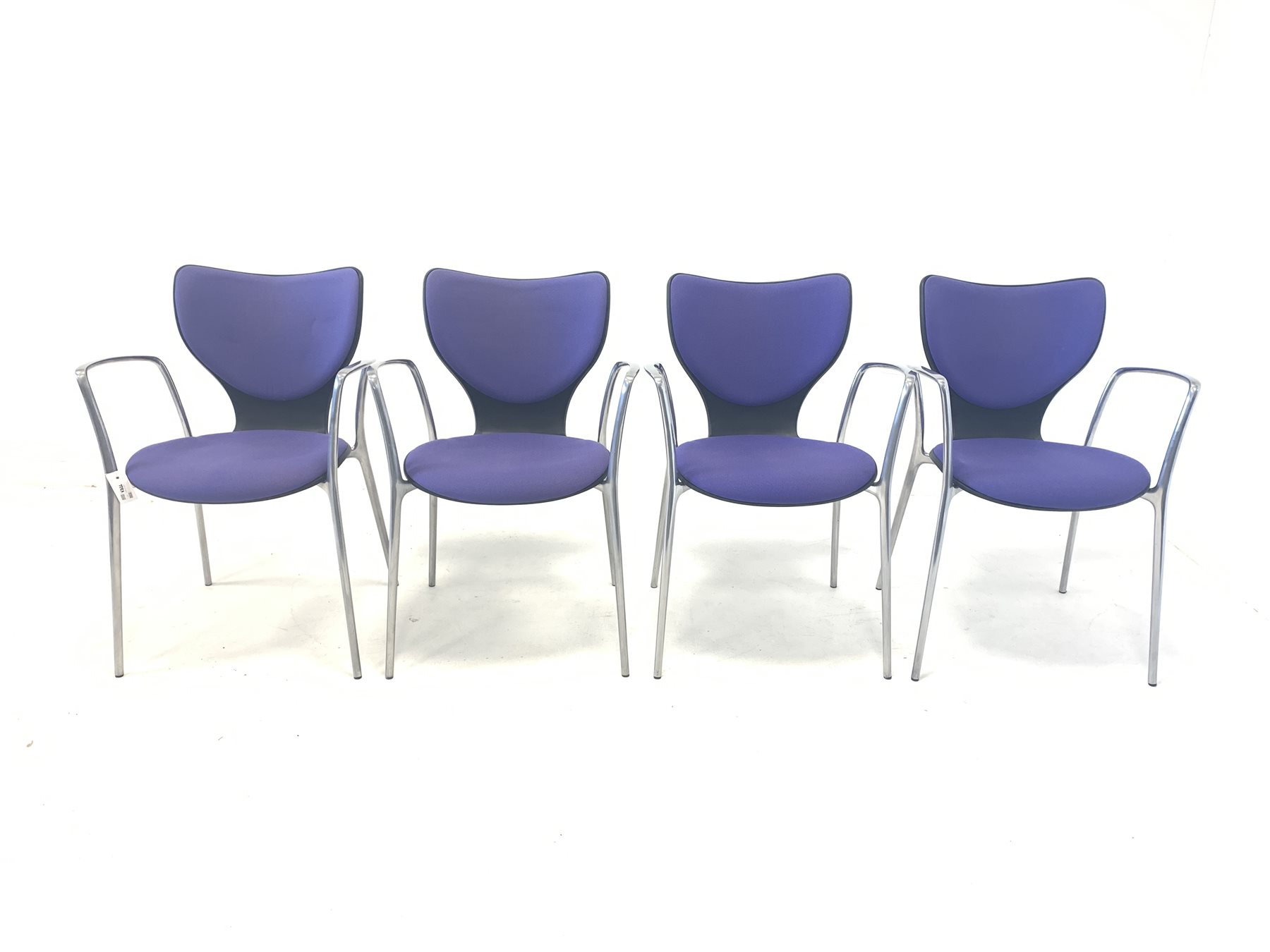 Jorge Pensi for Akaba - Set of four 'Gorka' stacking chairs with upholstered seat and back rest, rai