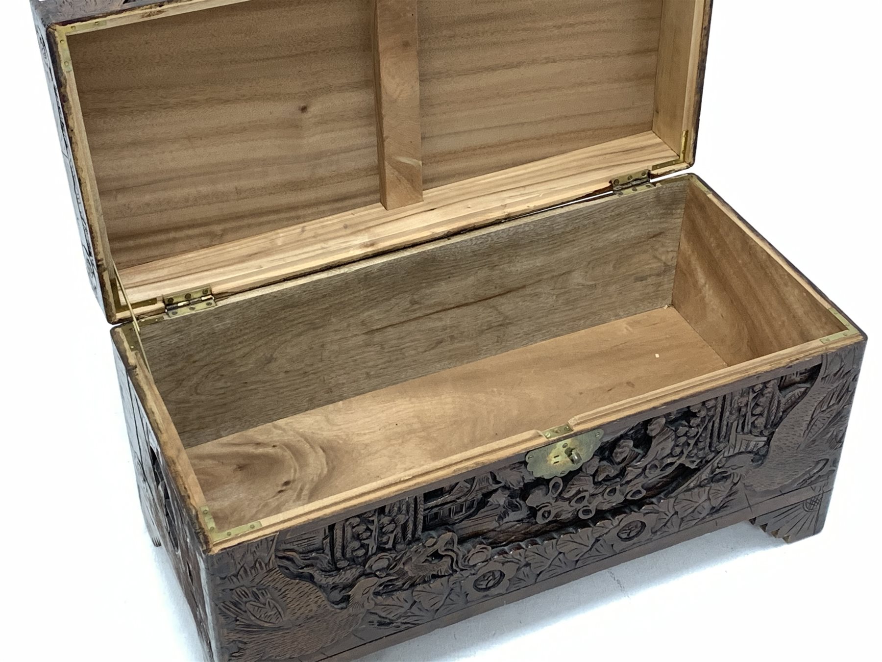 20th century oriental style carved Camphor wood chest - Image 2 of 5