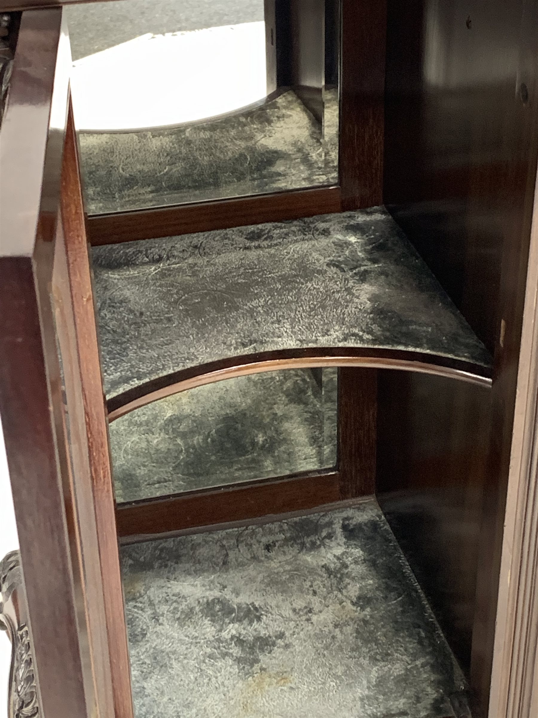 Early 20th century Georgian style mahogany display cabinet, having an incised frieze decorated with - Image 4 of 4