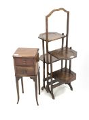 Early 20th century oak folding cake stand with four staggered tiers, (H88cm) and a small early 20th