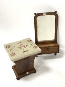 Victorian figured mahogany ottoman, with needlework upholstered top lifting to reveal fabric lined i
