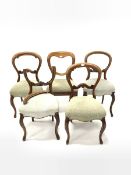 Pair of Victorian mahogany balloon back dining chairs, acanthus carved rail over upholstered seat, r