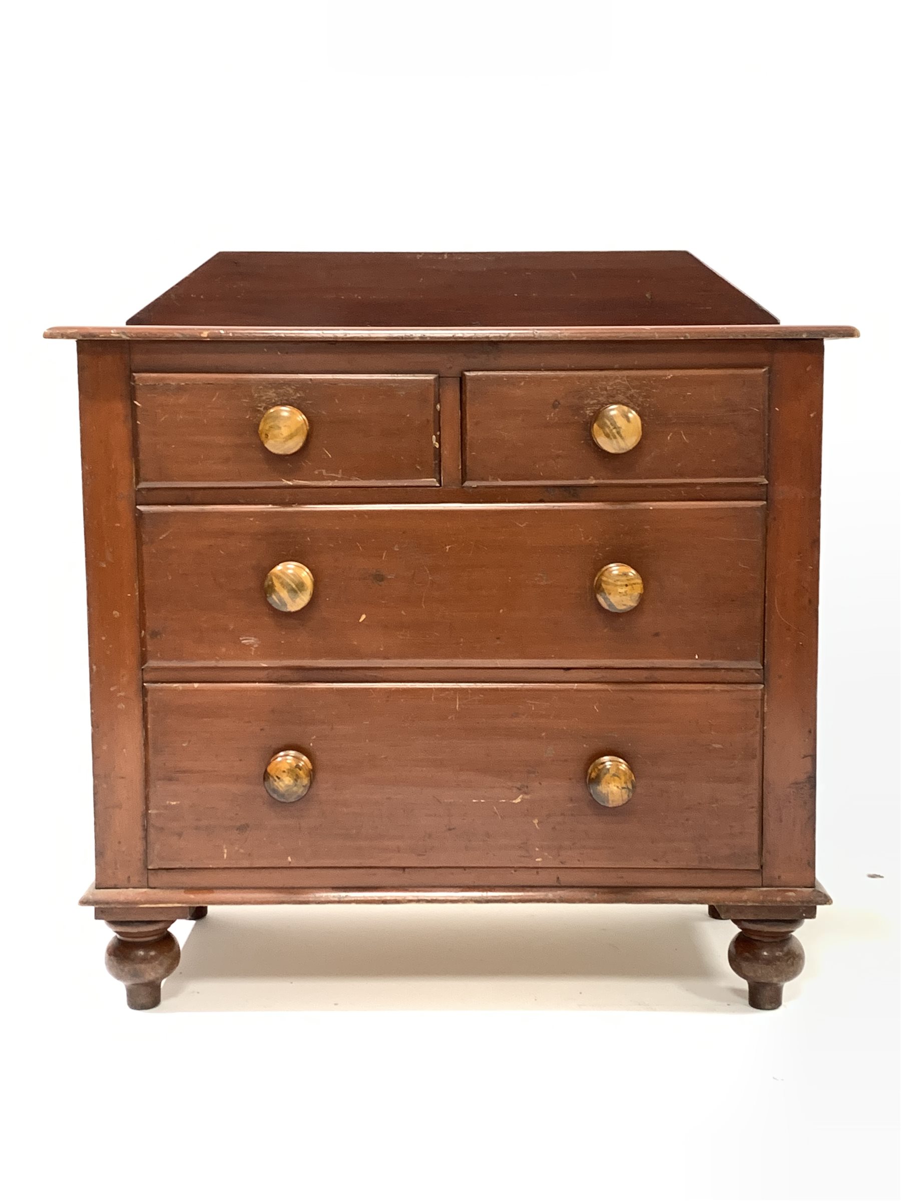 Victorian stained pine chest, with raised back over two two short and two long graduated drawers - Image 2 of 4