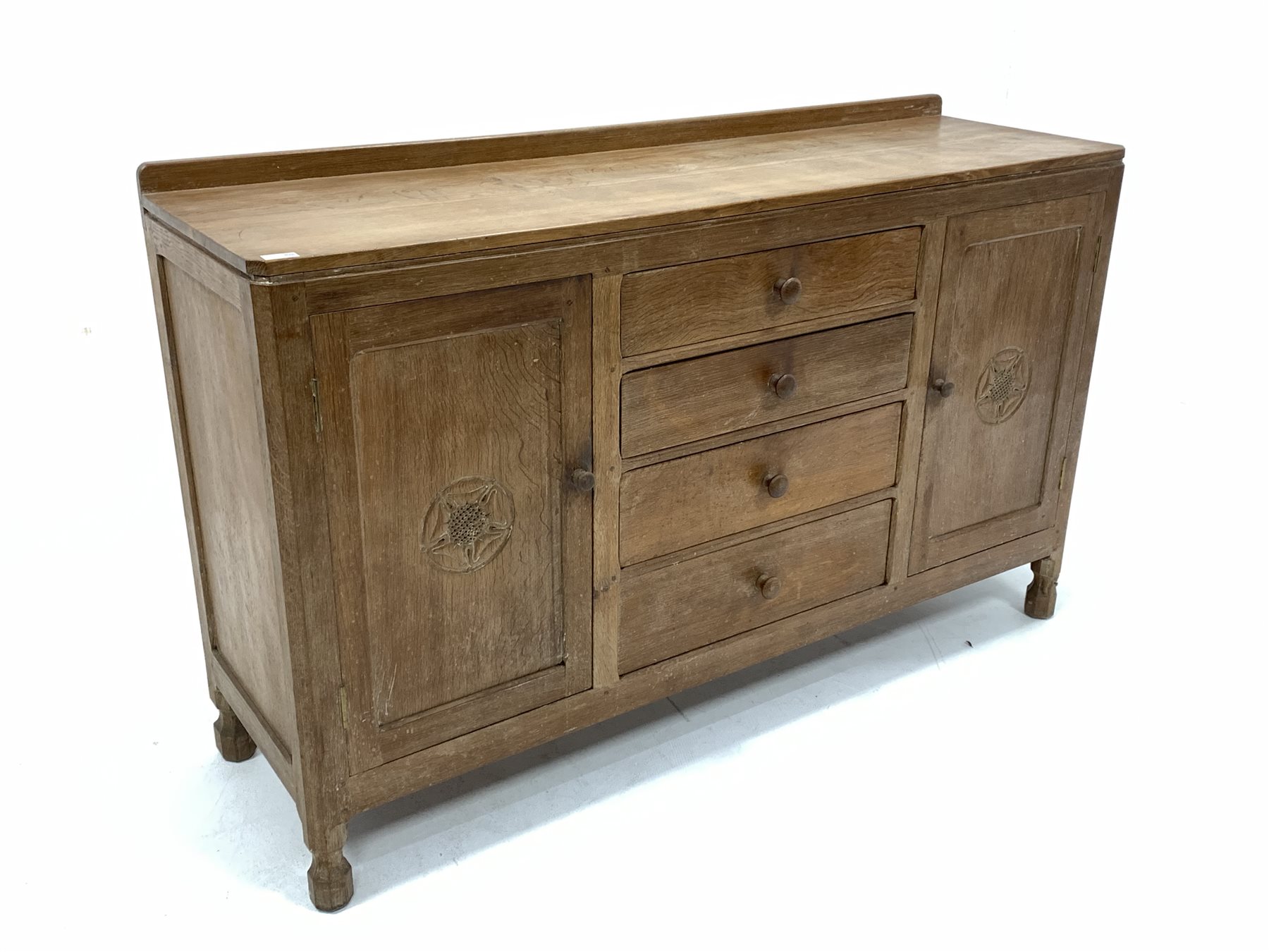 Wilf 'Squirrelman' Hutchinson of Husthwaite - Yorkshire oak sideboard, raised on over rectangular to - Image 3 of 5