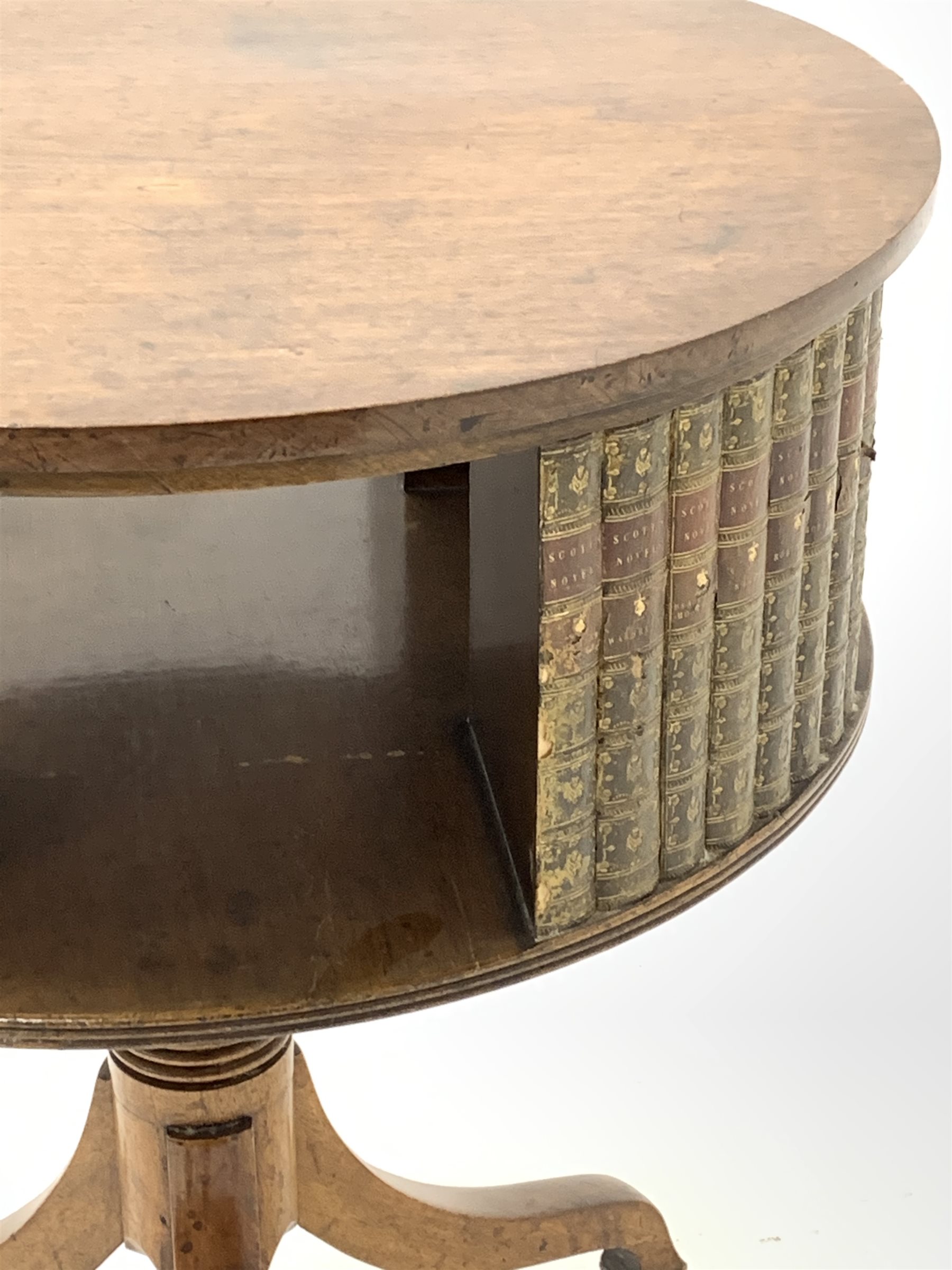 20th century Regency design mahogany drum table, the circular revolving top having faux books and re - Image 2 of 5