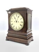 19th century rosewood cased repeating bracket clock, white enamel dial with Roman numeral chapter ri