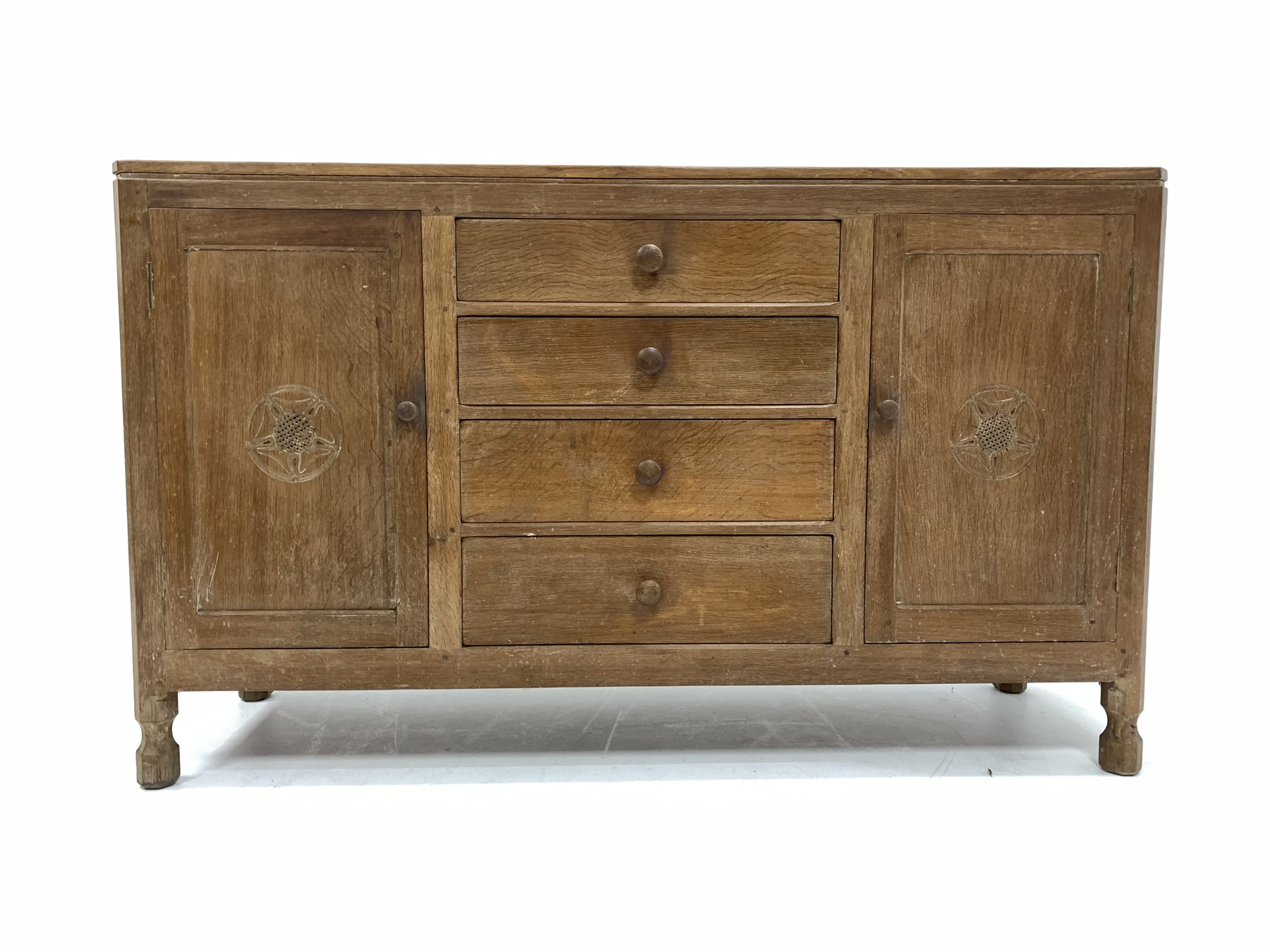 Wilf 'Squirrelman' Hutchinson of Husthwaite - Yorkshire oak sideboard, raised on over rectangular to - Image 4 of 5