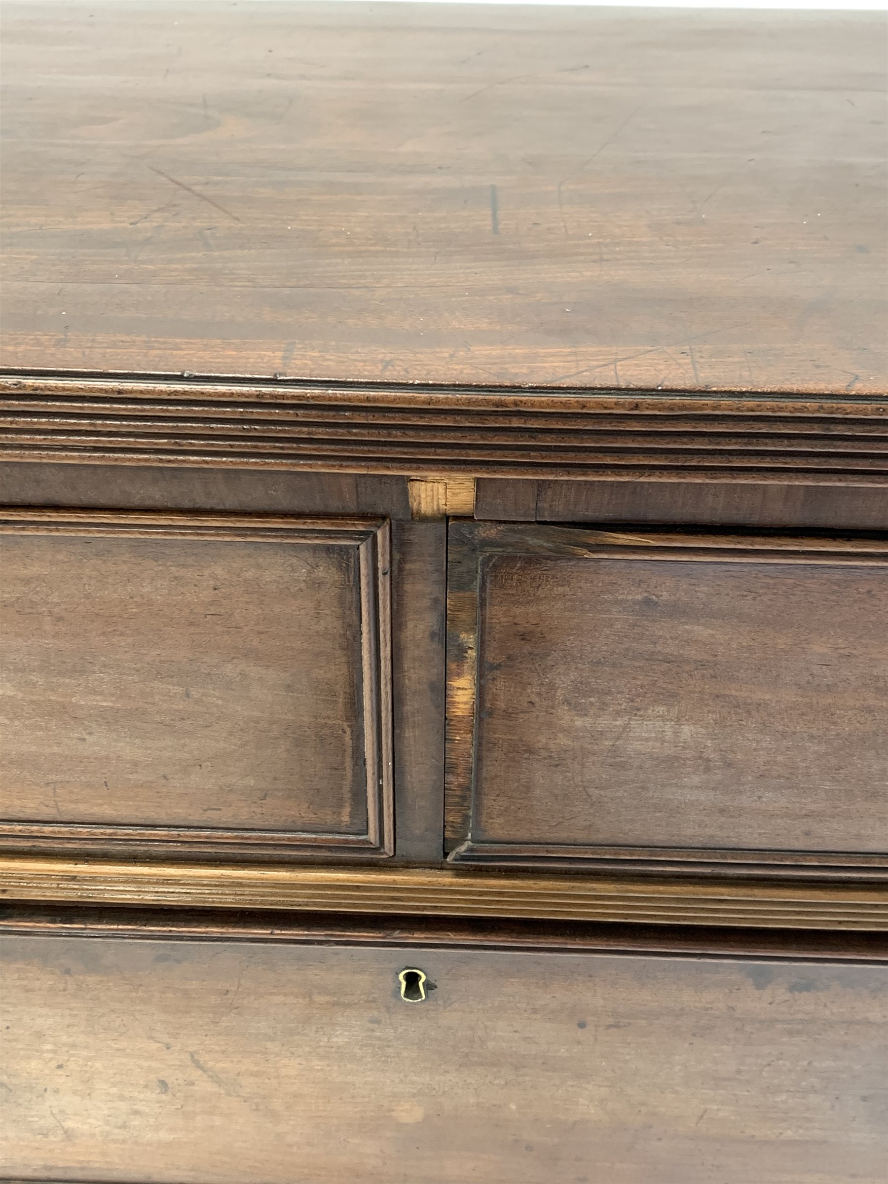 19th century mahogany chest fitted with two short and two long drawers, with reeded moulding, raised - Image 3 of 6
