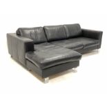 BoConcept - contemporary three seat sofa with adjustable headrests, one end with integral foot rest,