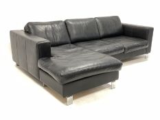 BoConcept - contemporary three seat sofa with adjustable headrests, one end with integral foot rest,