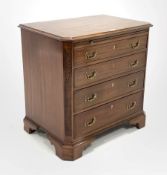 20th century George III style mahogany chest, moulded top over brushing slide and four graduated dra