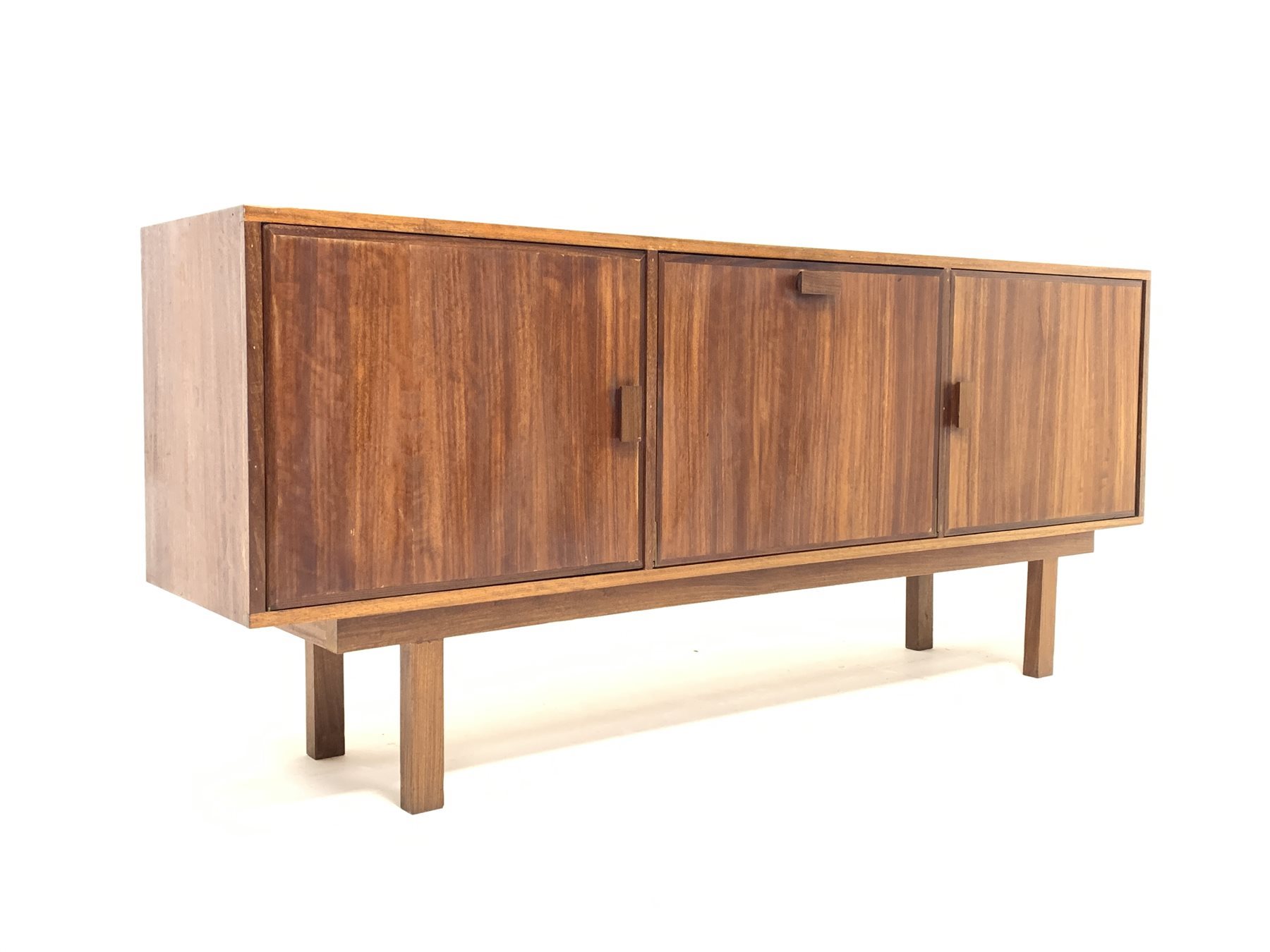 Rare Mid 20th century French hardwood sideboard, with fall front cupboard enclosing shelf, flanked b - Image 2 of 3