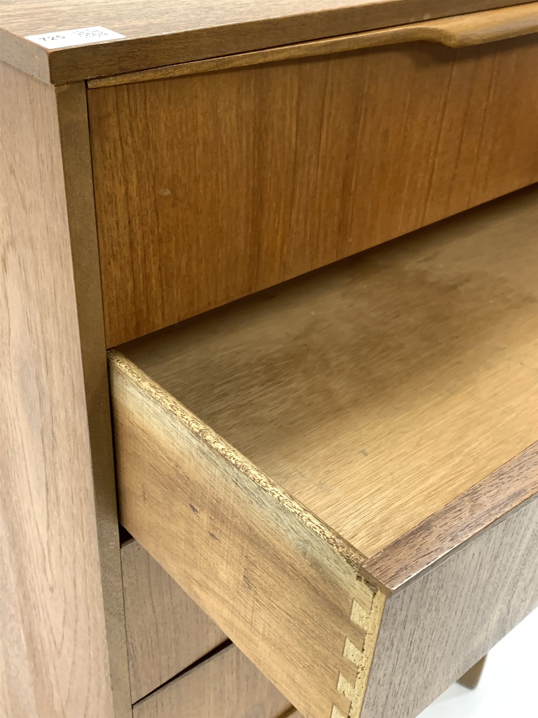 Mid 20th century teak chest fitted with fitted with five graduated drawers, raised on square tapered - Image 5 of 5