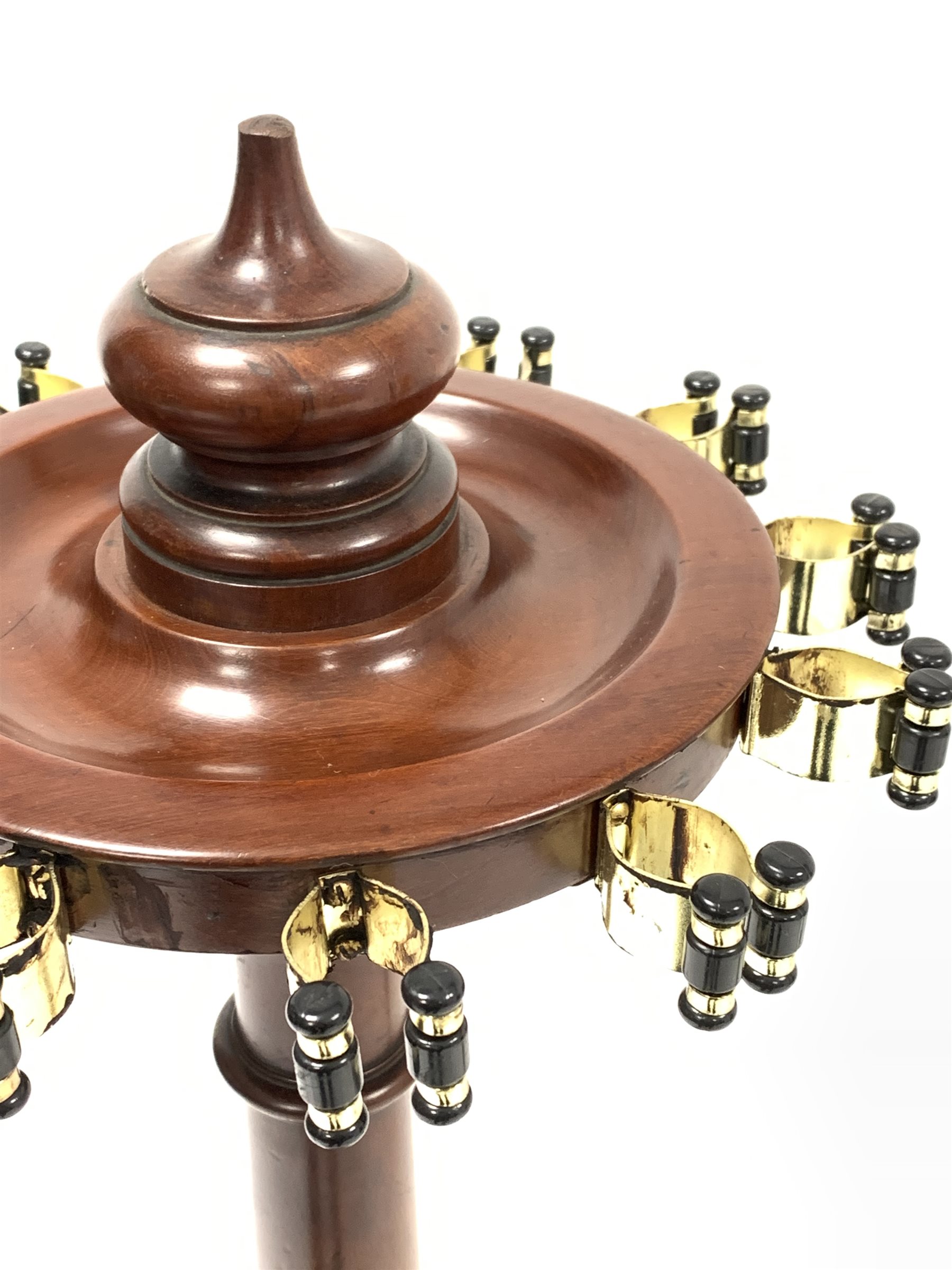 Victorian mahogany cue stand or rack, fitted to hold twelve cues, raised on three carved paw support - Image 4 of 4