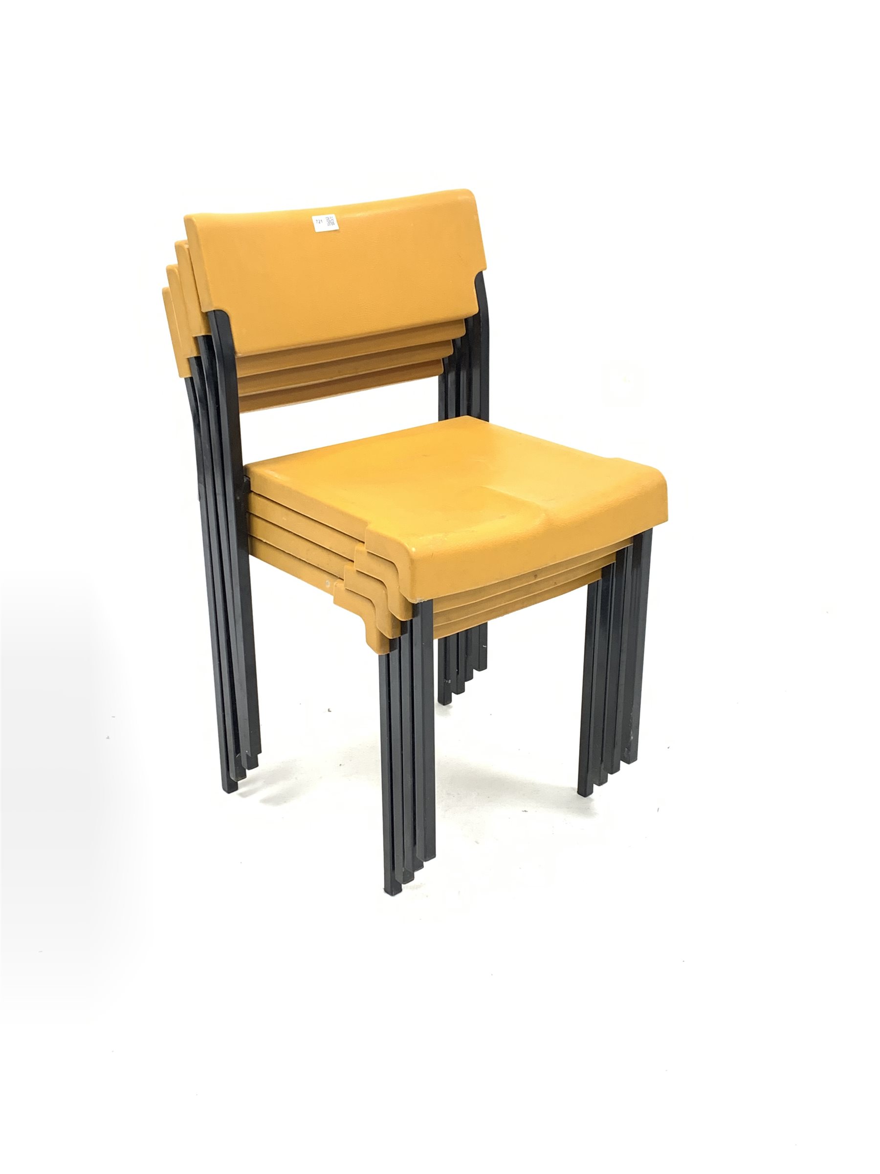 Morris of Glasgow - Set four mid to late 20th century stacking chairs, moulded poly seat and back, r - Image 2 of 2