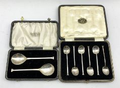 Set of six silver seal top coffee spoons Sheffield 1928 Maker James Dixon & Sons and a pair of simil