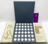'Betjeman's Bygone Britain', a collection of thirty-six hallmarked sterling silver medallions by Joh