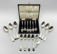 Four William IV silver dessert spoons London 1831, two others, ten various early 19th century silver