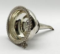 Early 19th century silver wine funnel with gadrooned border L15cm, marks rubbed, 3.2oz