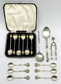 Set of six silver bead knop coffee spoons Sheffield 1936, the case marked C.E.A. Coronation Conferen