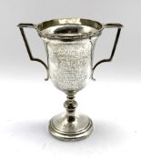 Silver two handled trophy 'Goathland Hunt Best Bitch Puppy' on a pedestal foot H18cm Birmingham 1933