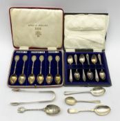 Set of six silver gilt 'Kings of England' teaspoons Birmingham 1936, set of six silver coffee spoons
