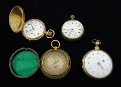 19th century silver-gilt consular cased French verge fusee pocket watch, front wound, white enamel d