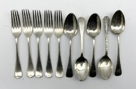 Five late Victorian silver table forks engraved with a monogram Sheffield 1896 Maker Cooper Bros. th