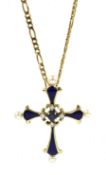 'Sapphire Midnight Cross' from The House of Igor Carl Faberge for Franklin Mint, 14ct gold blue enam
