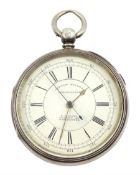 Victorian silver centre seconds key wound chronograph pocket watch by H Samuel, Manchester, No. 1104
