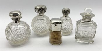 Glass globe scent bottle with silver cover Birmingham 1910