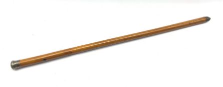 Victorian malacca walking cane with silvered metal top