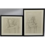 Ruskin Spear (British 1911-1990): Studies of a Swiss Cheese Plant, pair pencil sketches signed 52cm
