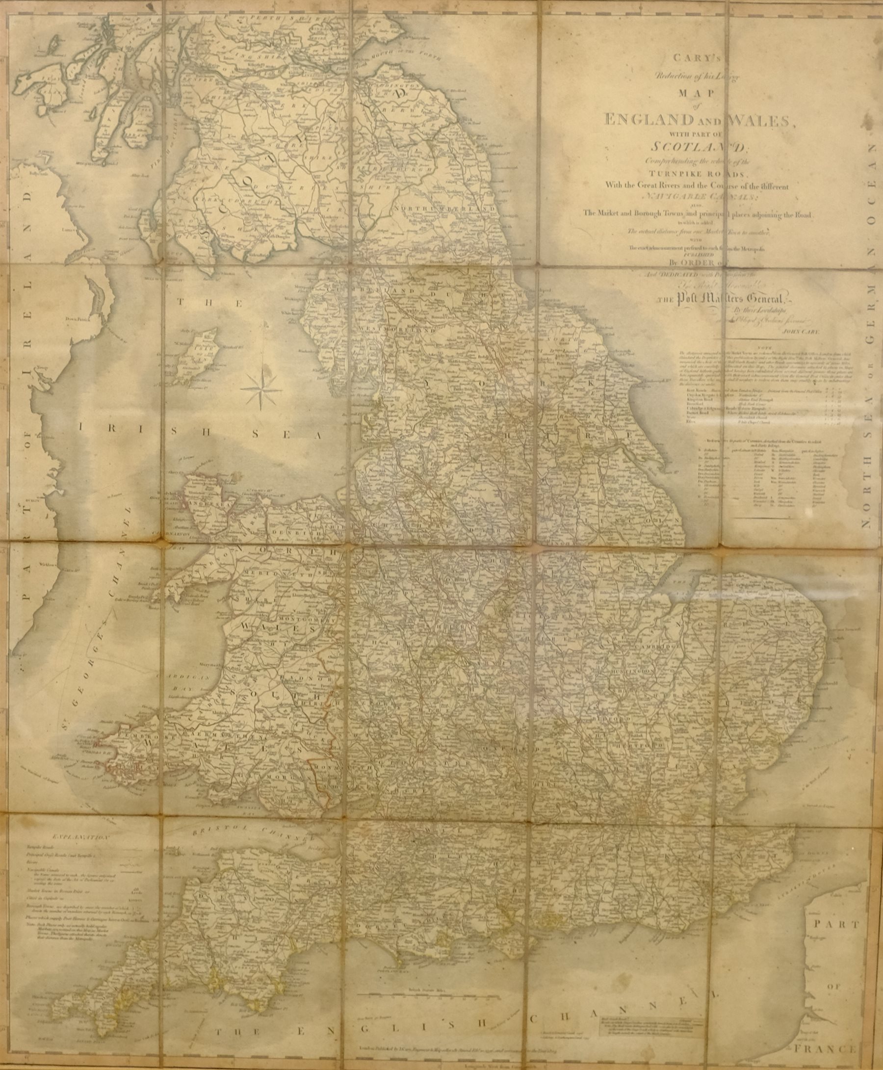 John Cary (British 1754-1835): 'Reduction of his Larger Map of England and Wales', hand-coloured eng