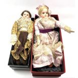 Armand Marseille Floradora bisque head doll with open mouth and blonde wig H44cm and another Armand