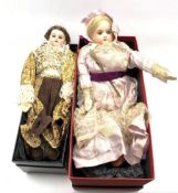 Armand Marseille Floradora bisque head doll with open mouth and blonde wig H44cm and another Armand