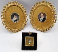 English School (19th century): Portraits of Husband and Wife