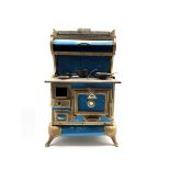 American salesman's sample stove by Karr Range Company, nickel-plated steel-framed stove with blue e