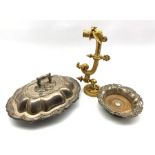 19th century gilt metal gas wall sconce with swivel plate, eagle, shell and scroll decoration L32cm,