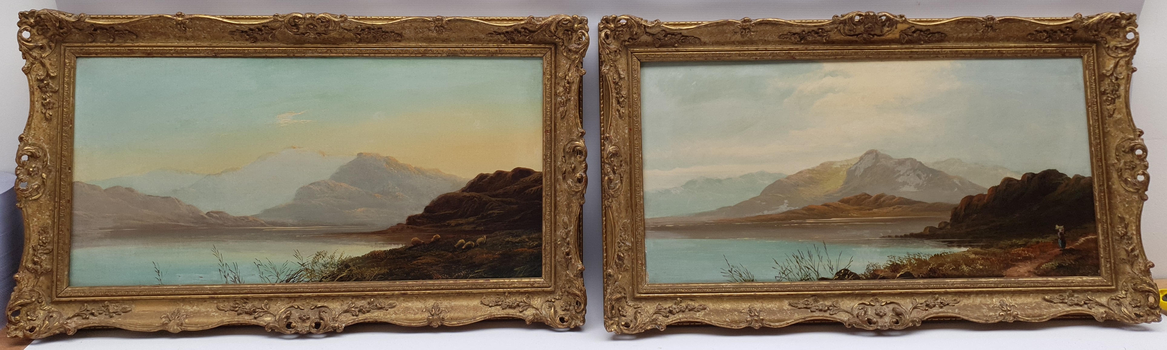 Attrib. Charles Leslie (British 1839-1886): Highland Landscapes, pair oils on canvas unsigned 30cm x