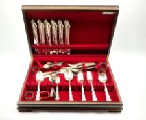 Oneida Community silver-plated Beethoven pattern cutlery for six covers, forty four pieces in walnut