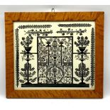 19th Century cut paper picture with symbols of love and mourning 31cm x 36cm