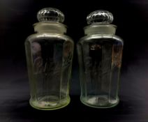 Pair of 1930's American 'Bunte' advertising candy jars and covers, H32cm