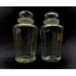 Pair of 1930's American 'Bunte' advertising candy jars and covers, H32cm