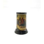 19th Century Russian lacquered papier-m�ch� spill vase by Vishniakov, painted with a couple walking