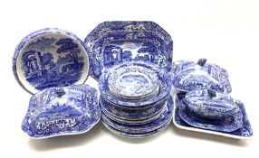 Copeland Spode's Italian pattern blue and white dinner service comprising six dinner plates, four de