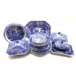 Copeland Spode's Italian pattern blue and white dinner service comprising six dinner plates, four de