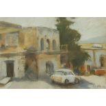 Avraham Azemon (Azmon) (Israeli 1916-2008): Street Scene, pastel indistinctly signed and dated '83,